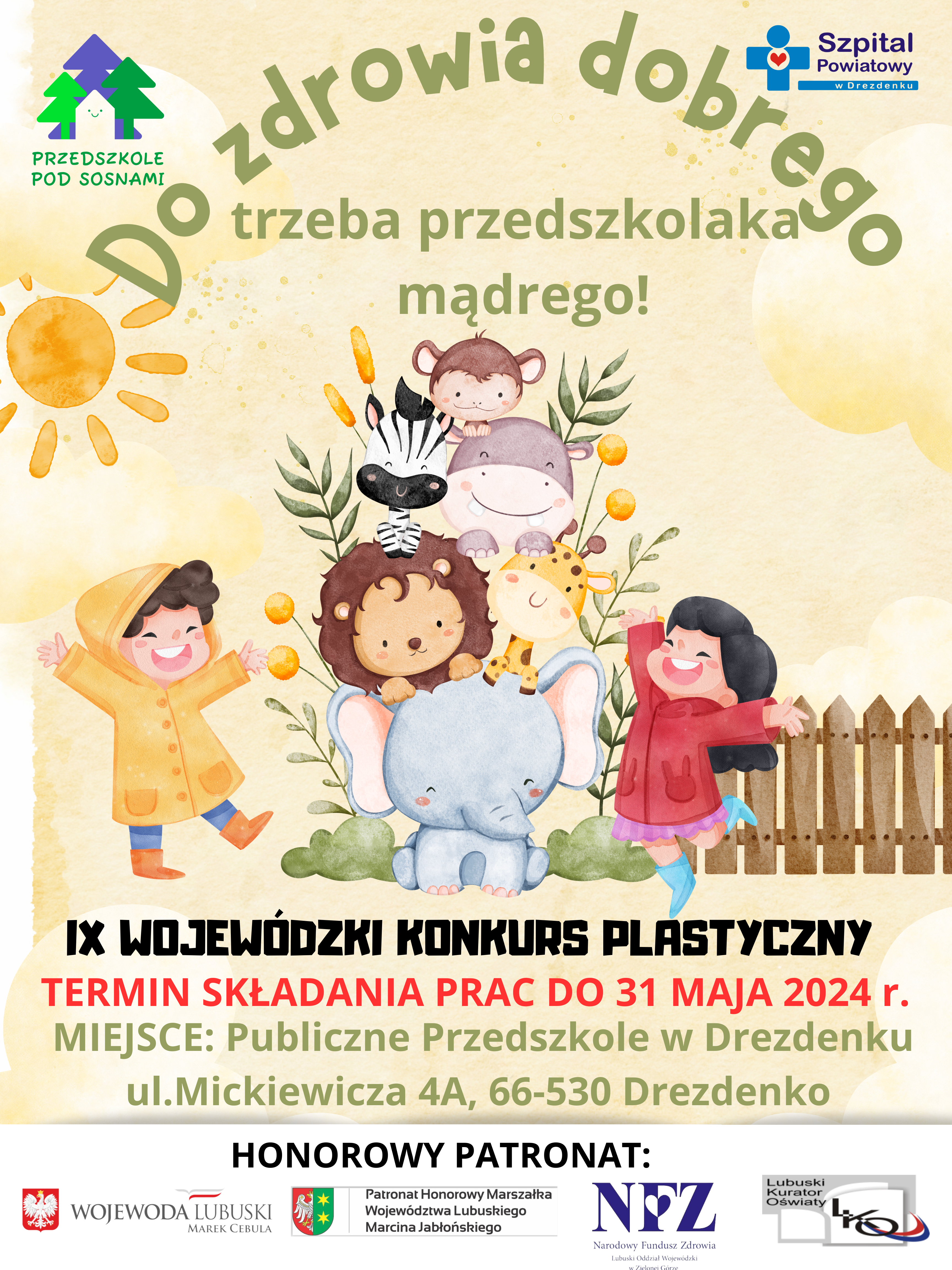 Ilustracja do informacji: Konkurs plastyczny pod patronatem Lubuskiego Oddziału Wojewódzkiego Narodowego Funduszu Zdrowia -"Do zdrowia dobrego trzeba przedszkolaka mądrego"