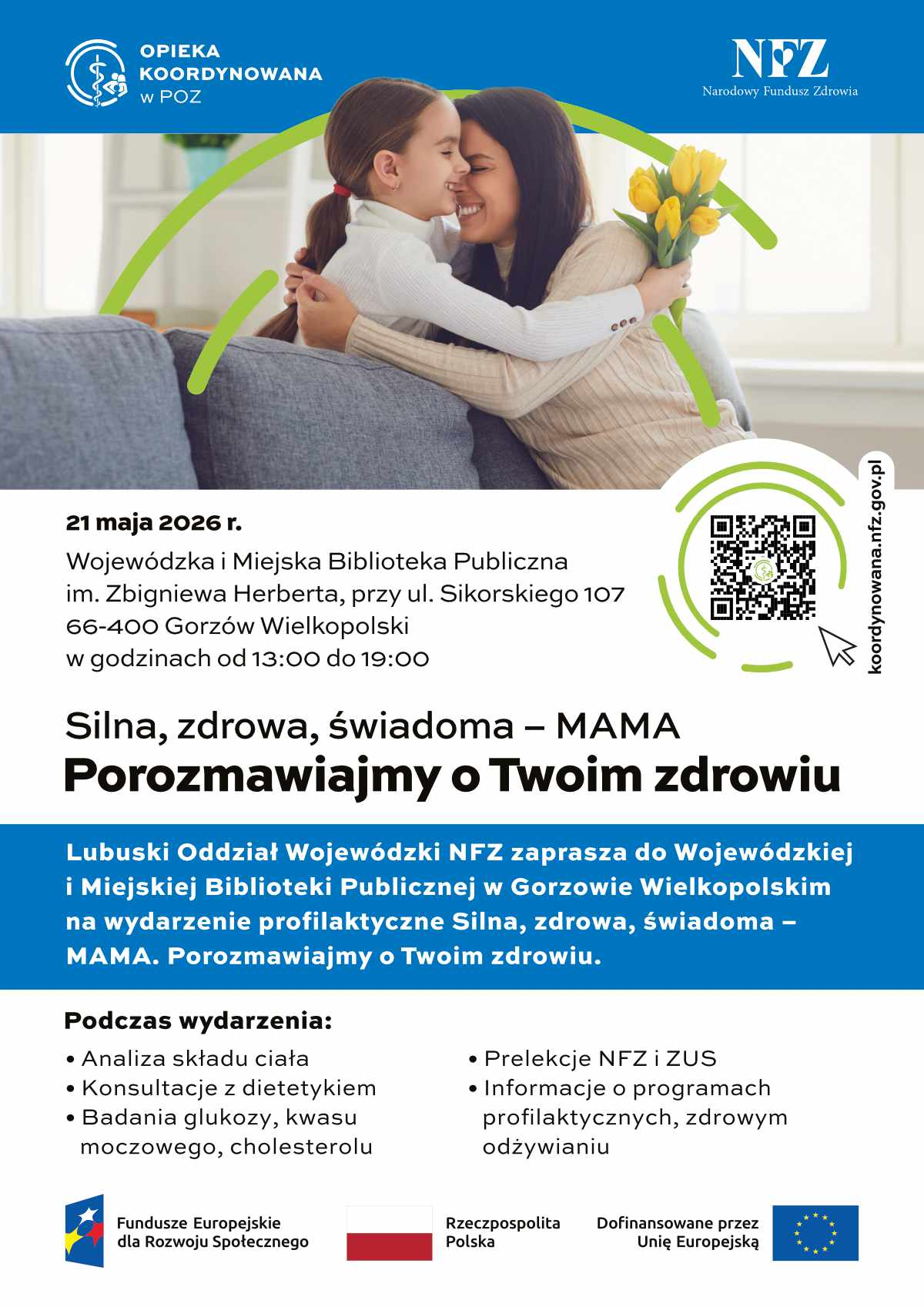 Ilustracja do informacji:  „Silna, zdrowa, świadoma – MAMA. Porozmawiajmy o Twoim zdrowiu!” 